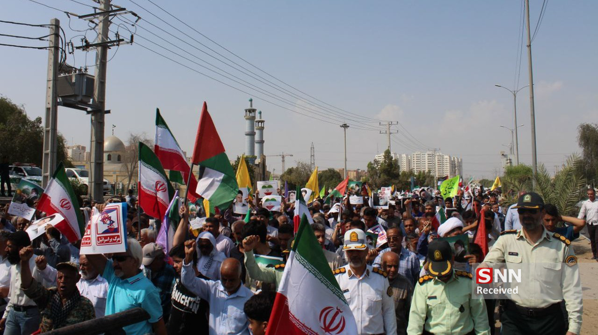 خروش مردم خلیج فارس در راهپیمایی سراسری «بشارت نصر»+فیلم