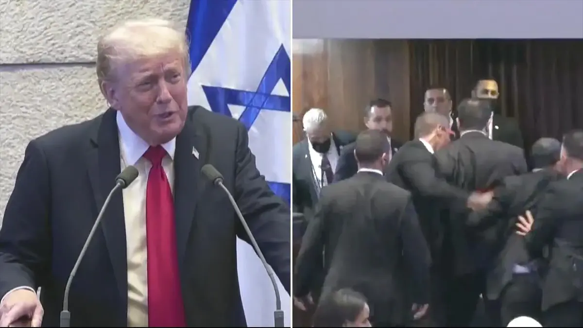 درگیری در حین سخنرانی ترامپ در کنست اسرائیل