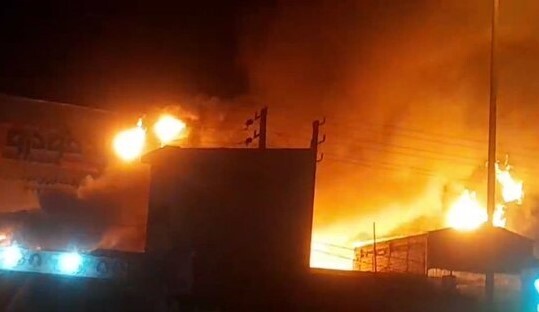 آتش‌سوزی انبار اسپری رنگ و گاز فندک در بابل+فیلم