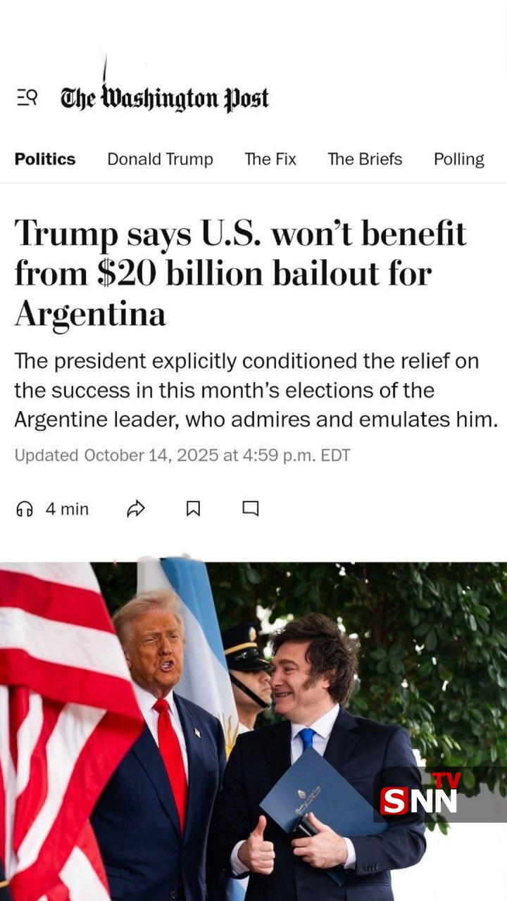دخالت مستقیم ترامپ در سیاست&zwnj;های داخلی آرژانتین/ کمک ۲۰ میلیارد دلاری، مشروط به پیروزی خاویر میلی در انتخابات