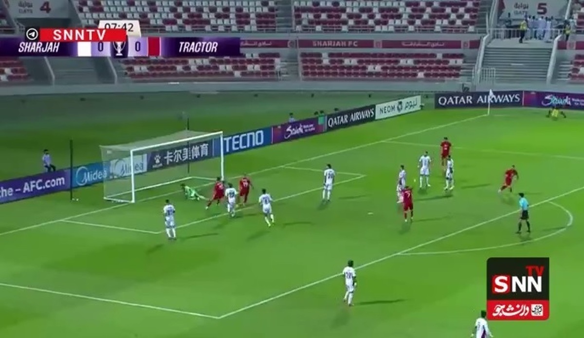 گل اول تراکتور ایران به الشارجه توسط لوشکیا در دقیقه ۸ / تراکتور ۱ - شارجه ۰