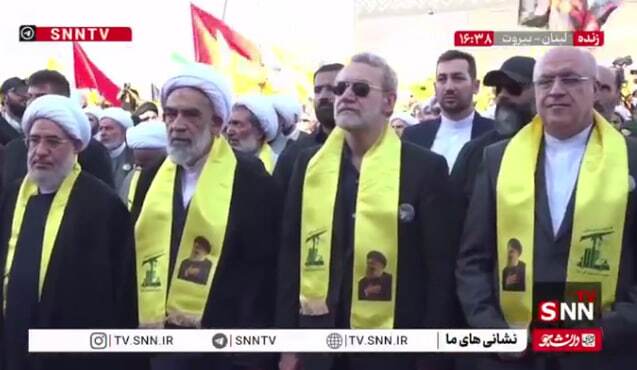 حضور لاریجانی و مقامات ایرانی در مراسم سالروز شهادت دبیران کل حزب‌الله + فیلم