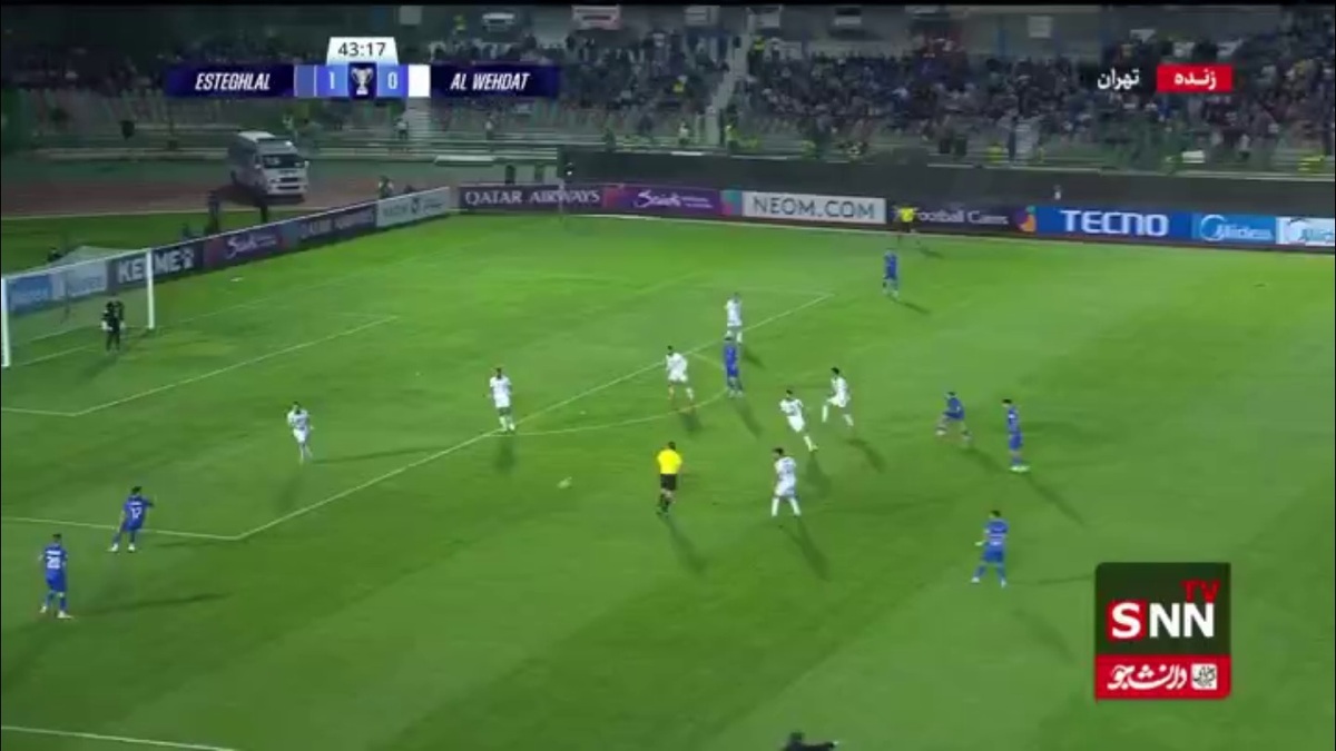 گل دوم استقلال به الوحدات توسط یاسر آسانی در دقیقه ٤٣