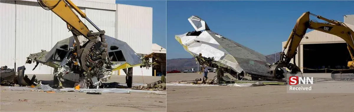 بدنه اوراق&lrm;&zwnj;شده پیشرفته ترین بمب افکن رادار گریز آمریکا