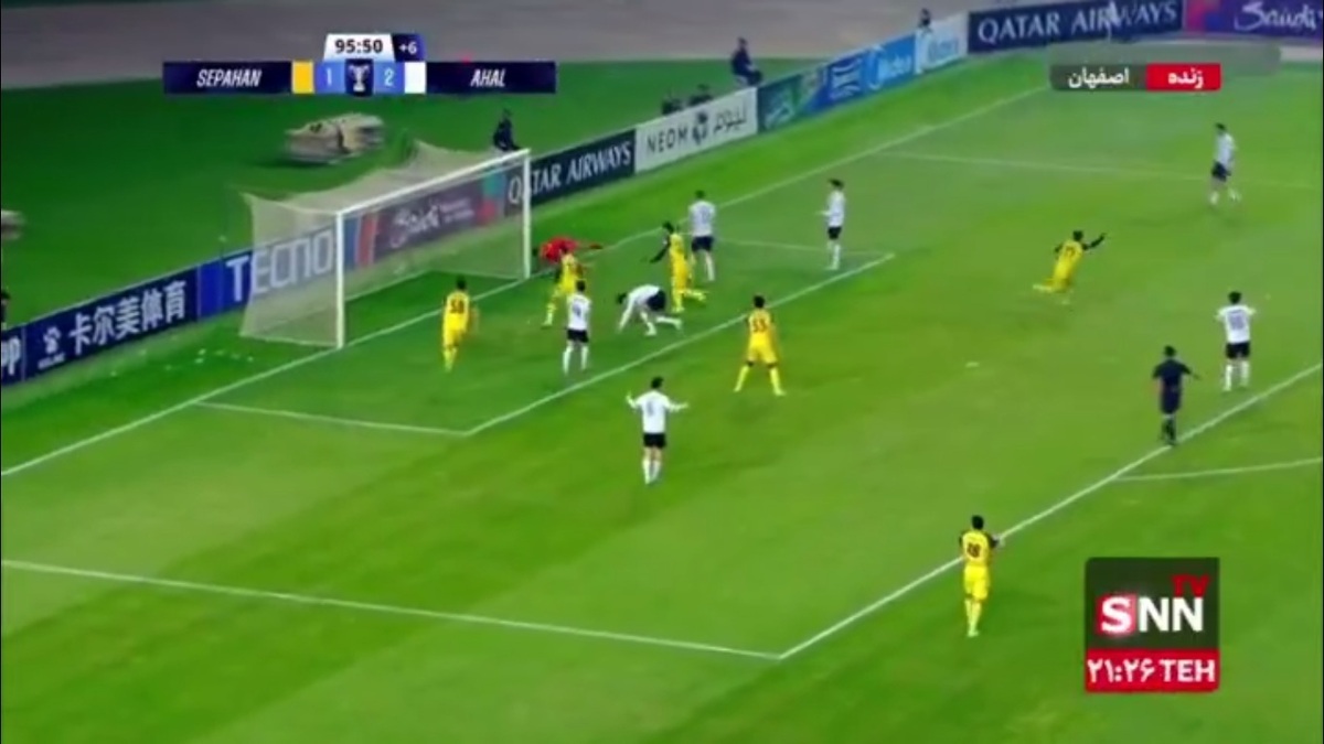 گل دوم سپاهان به آخال در دقیقه 96