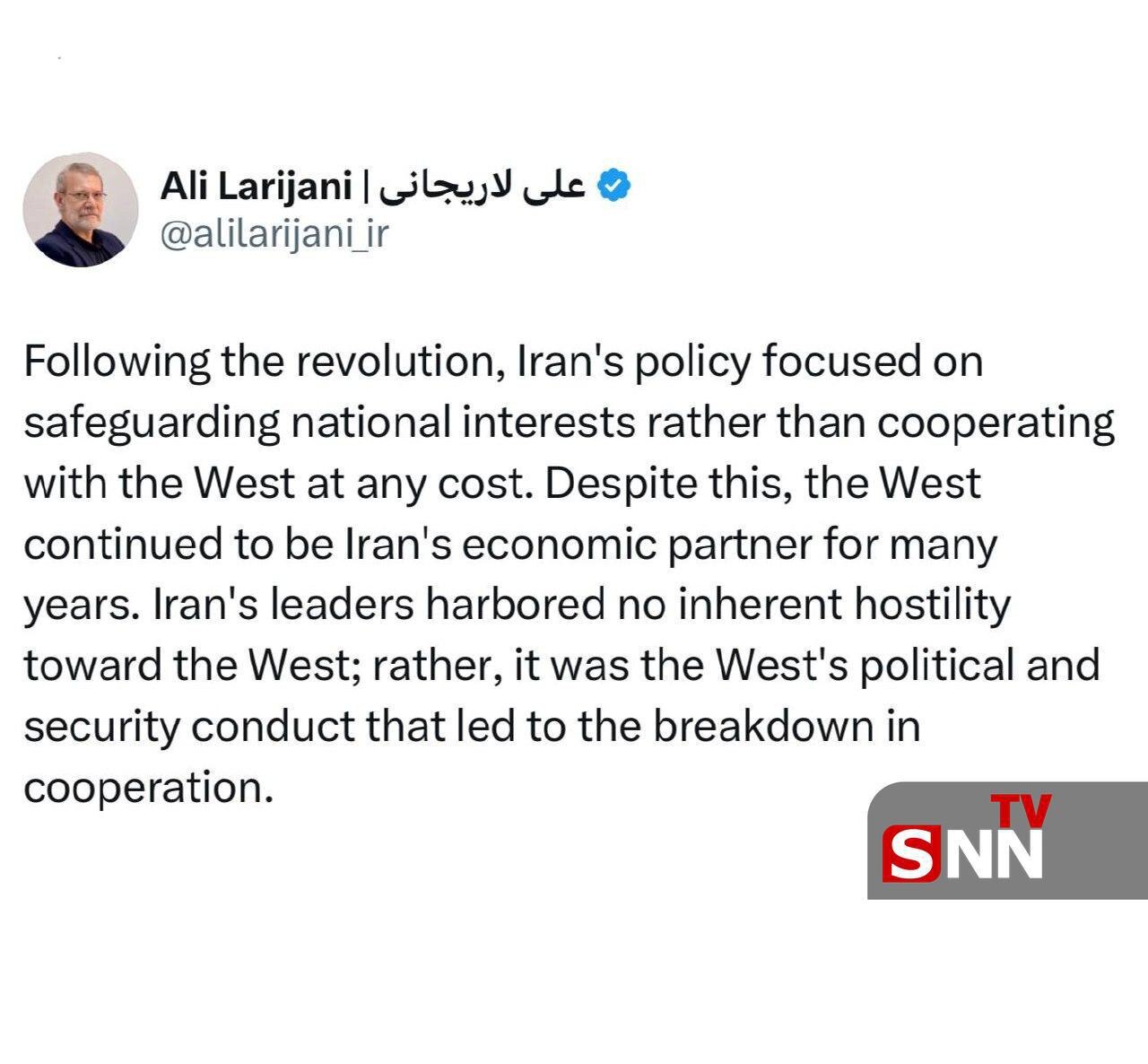 لاریجانی: ایران دشمنی ذاتی با غرب ندارد + عکس