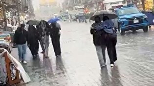 تصاویری زیبا از بارش شدید باران در حرمین کاظمین