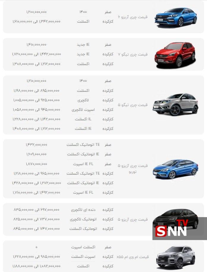 چری امارات با آفرهای لوکس، چری ایران همچنان کابوس + قیمت محصولات