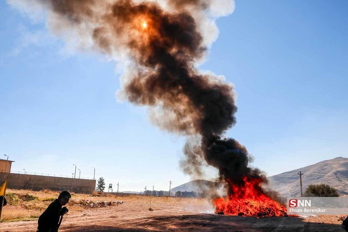 پاکسازی گسترده مواد مخدر توسط پلیس/ ۲۰ تن مواد در آتش سوخت + فیلم