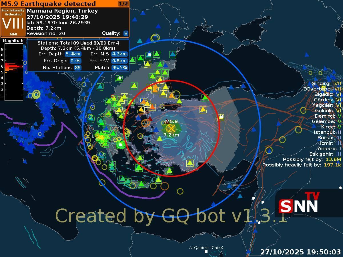 زلزله بزرگ ترکیه تا مصر رسید و در ۶ کشور احساس شد