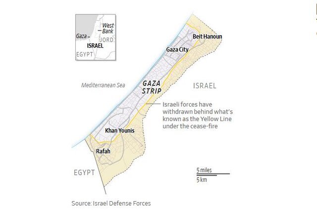 روایت وال استریت ژورنال از «خط زرد» غزه / اسرائیل در حال پیشروی است روایت وال استریت ژورنال از «خط زرد» غزه / اسرائیل در حال پیشروی است