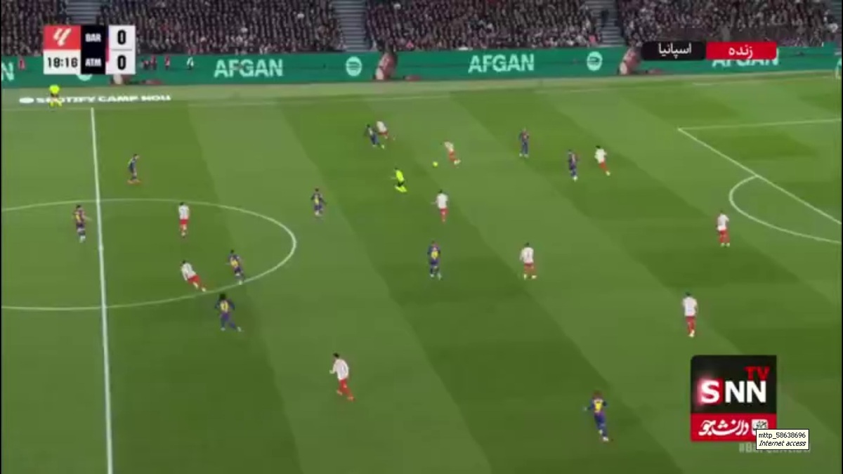 گل اول اتلتیکومادرید به بارسلونا در دقیقه 19 توسط الکس بائنا