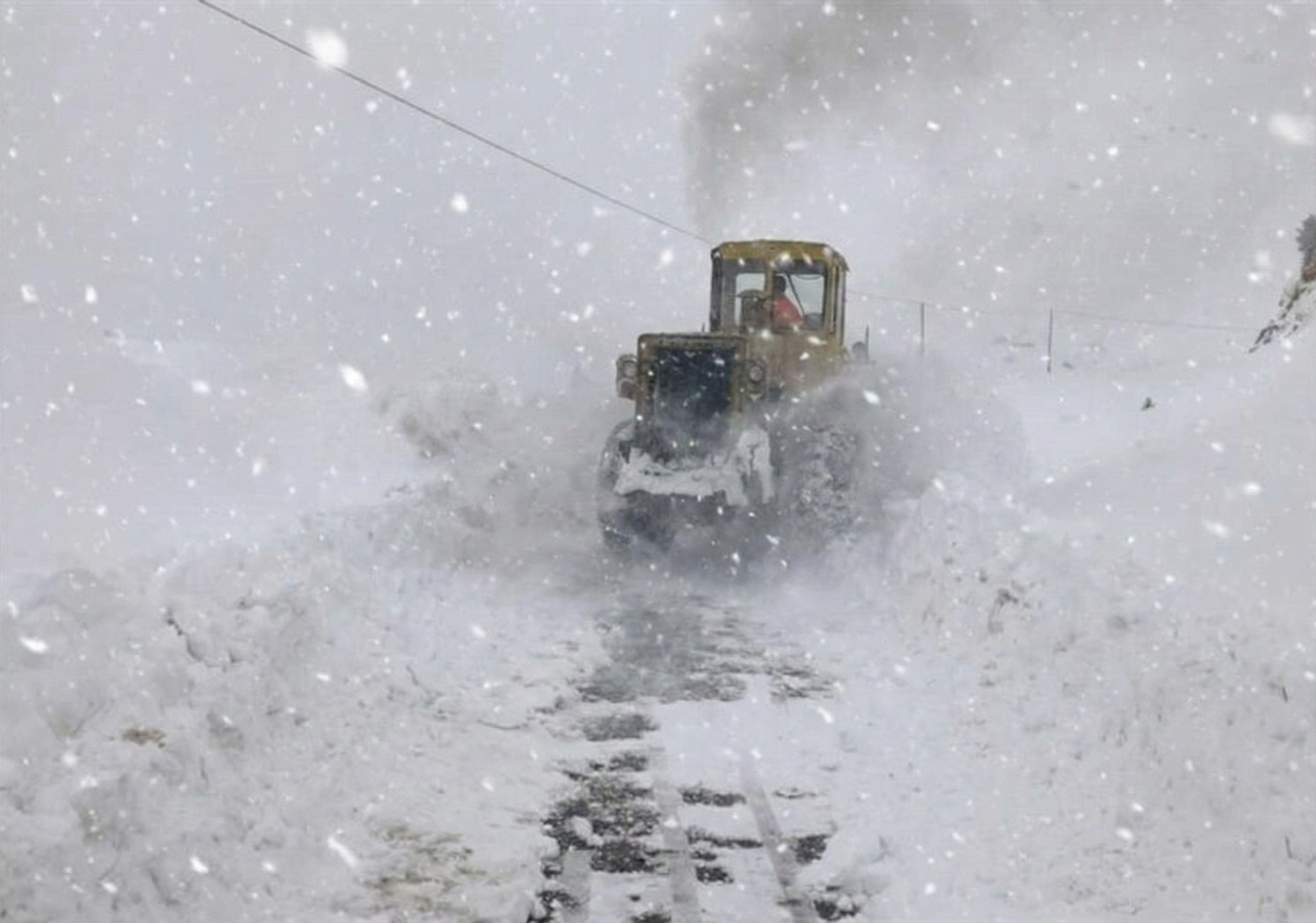 بارش سنگین برف در چلگرد / شهرداری در آماده‌باش برای پاکسازی معابر + فیلم