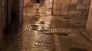 بارش باران هنگام اذان صبح در مسجدالاقصی