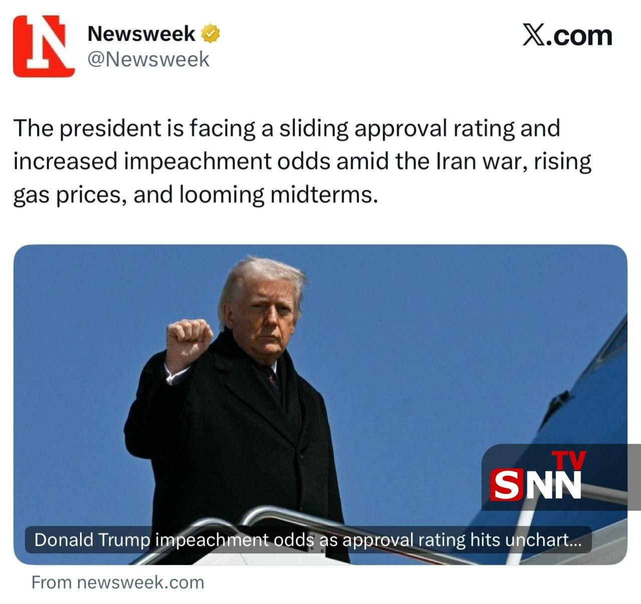 نشریۀ آمریکایی: ترامپ با کاهش محبوبیت و افزایش احتمال استیضاح روبهرو است نشریۀ آمریکایی: ترامپ با کاهش محبوبیت و افزایش احتمال استیضاح روبهرو است