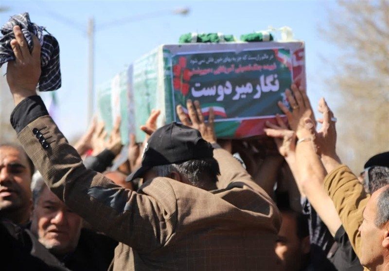 تشییع پیکر شهید حمله آمریکا به شهرک صنعتی زبرخان نیشابور