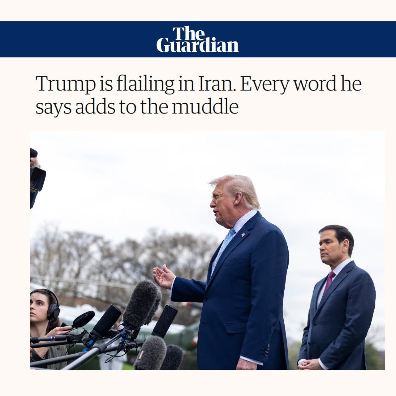 گاردین: ترامپ در جنگ ایران دست&zwnj;وپا می&zwnj;زند و هر کلمه او وضعیت را مبهم&zwnj;تر می&zwnj;کند