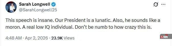 آیا سخنرانی ترامپ چیزی جز تکرار ادعاهای همیشگی بود؟ / از «دلقک» و «دیوانه» تا «بزرگترین اشتباه تاریخ آمریکا» آیا سخنرانی ترامپ چیزی جز تکرار ادعاهای همیشگی بود؟ / از «دلقک» و «دیوانه» تا «بزرگترین اشتباه تاریخ آمریکا»