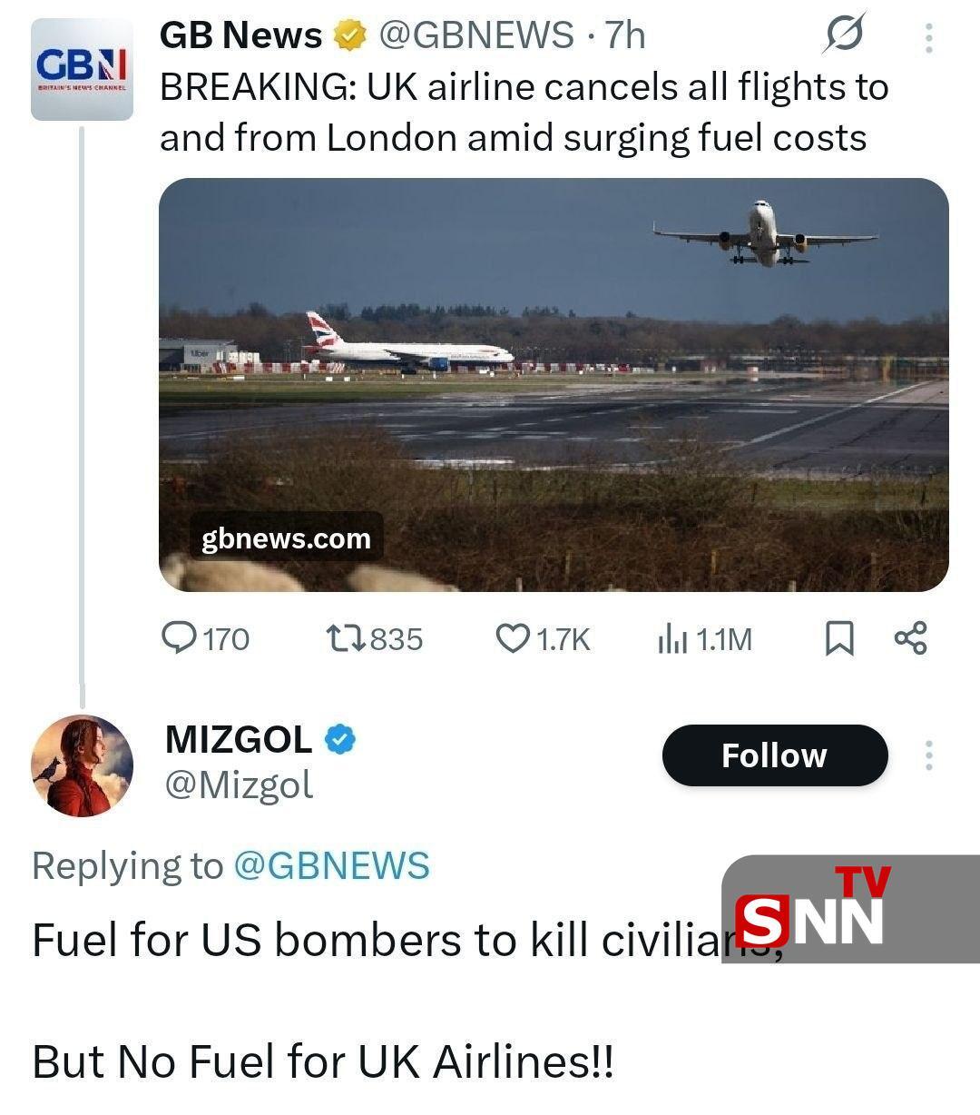 لغو پروازهای شرکت بریتانیا به دلیل افزایش قیمت سوخت/ واکنش تند کاربر: سوخت برای بمب&zwnj;افکن&zwnj;های آمریکایی هست ولی برای مسافربری&zwnj;ها نه