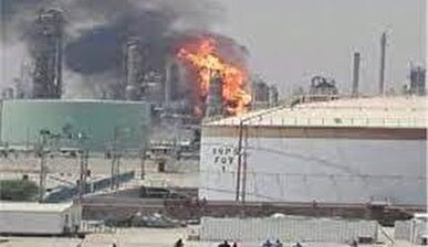 اصابت پهپاد به پالایشگاه الاحمدی کویت/ آتش‌سوزی گسترده در پی حمله