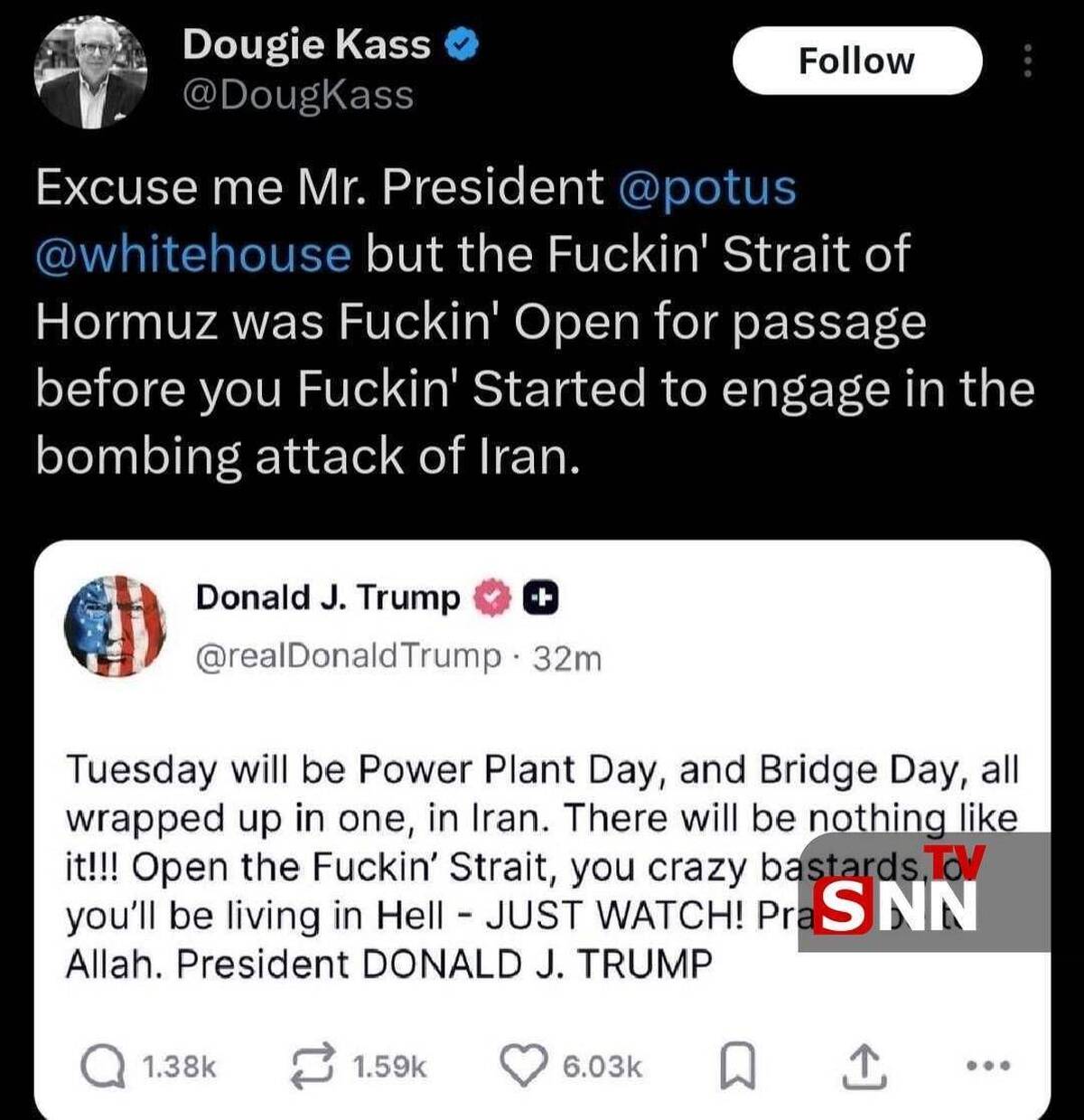 داگی کاس: تنگه هرمز برای عبور و مرور باز بود قبل از اینکه شما شروع به حمله به ایران کنید