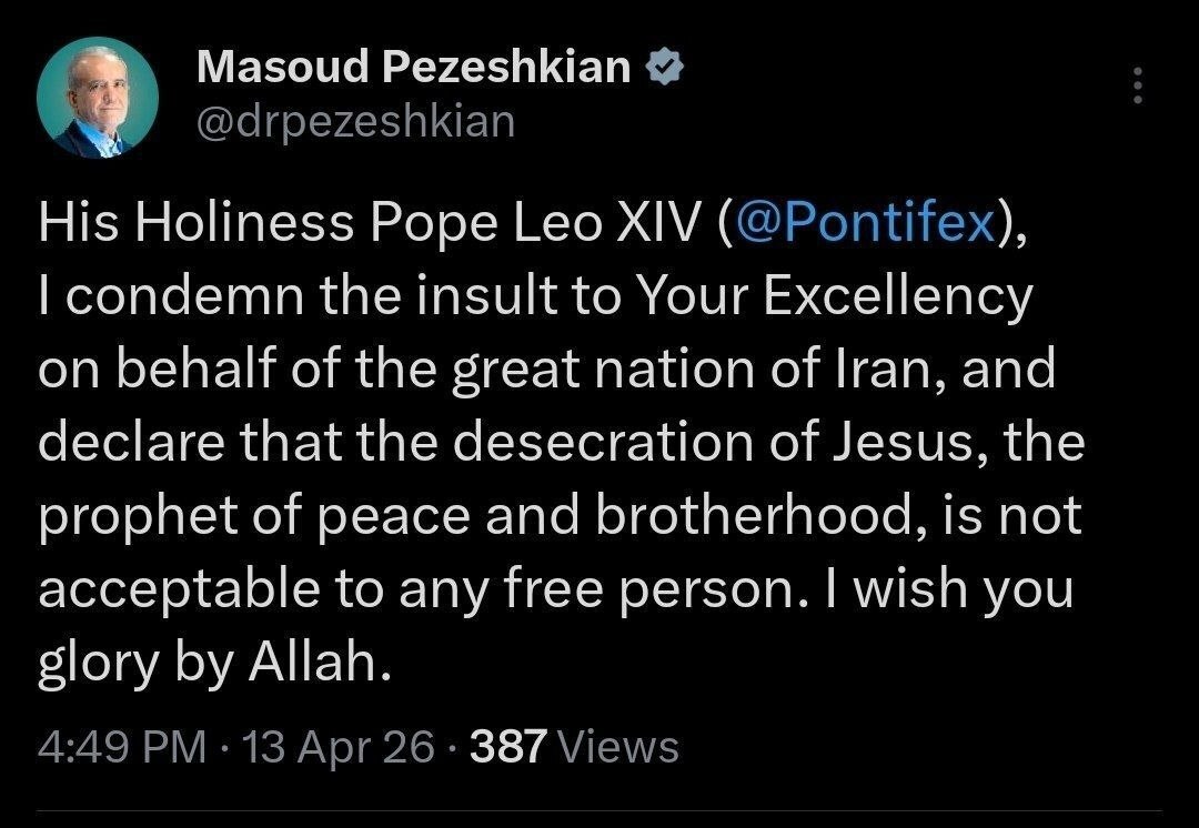 پزشکیان توهین ترامپ به پاپ را محکوم کرد پزشکیان توهین ترامپ به پاپ را محکوم کرد