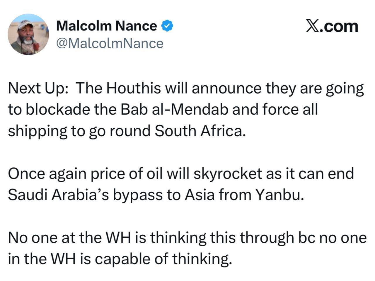 انتقاد افسر ارشد سابق نیروی دریایی آمریکا از بی&zwnj;تدبیری کاخ سفید در قبال انسداد احتمالی باب&zwnj;المندب