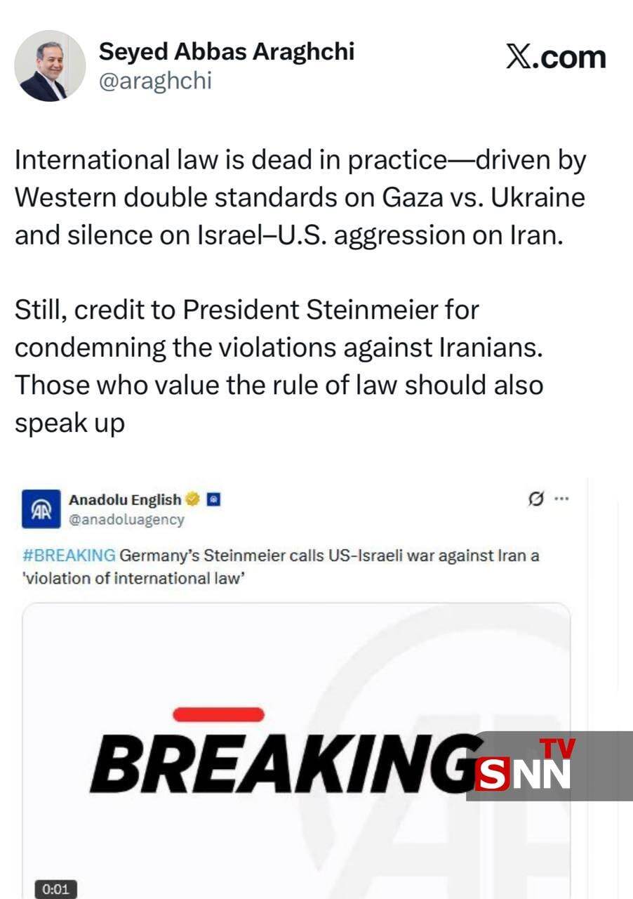 عراقچی: محکومیت نقض حقوق مردم ایران توسط رئیس&zwnj;جمهور آلمان جای تحسین دارد