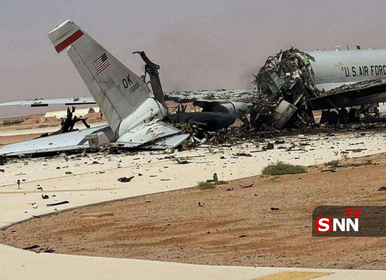 تصویر منتسب به آواکس E-۳ آمریکایی که در حمله به پایگاه ملک سلطان سعودی منهدم شد