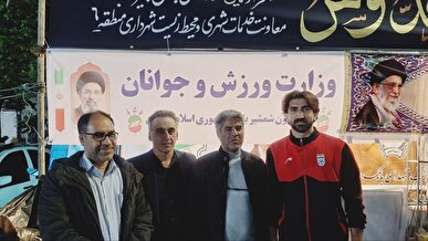 حضور علیرضا بیرانوند در موکب فدراسیون شمشیربازی