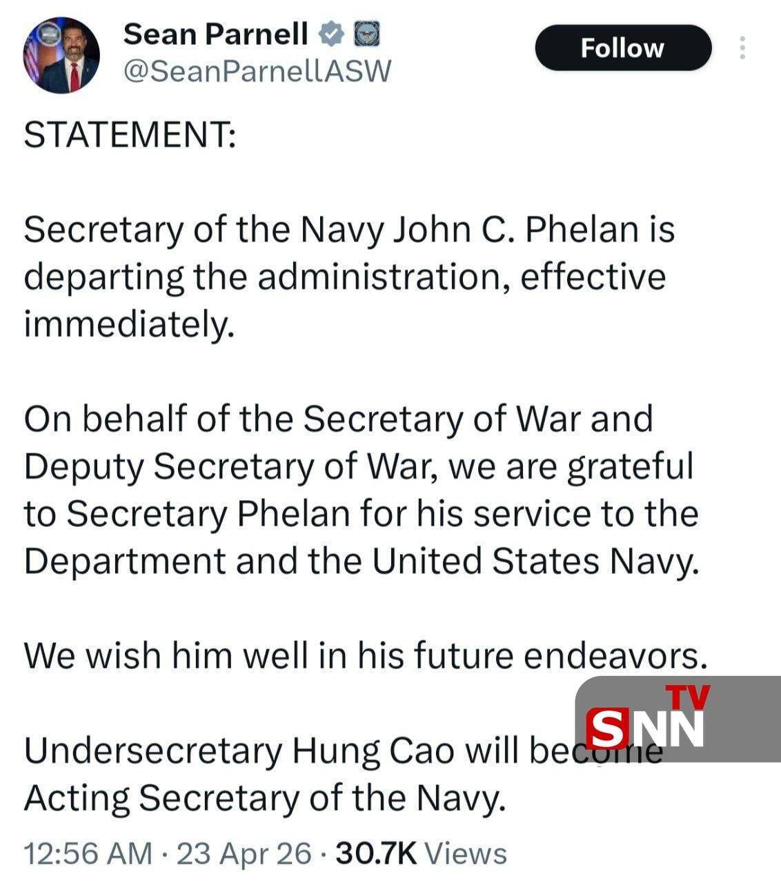 بیانیه پنتاگون درباره استعفای وزیر نیروی دریایی ایالات متحده + عکس