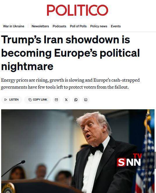 پولیتیکو: جنگ ترامپ با ایران به کابوس سیاسی تازه اروپا تبدیل شده است + عکس