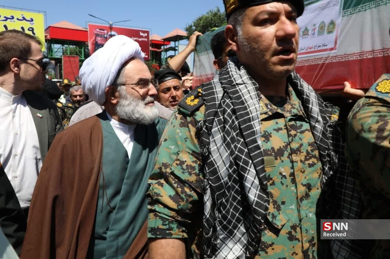 پیکر جانباز ۷۰ درصد فرماندهی انتظامی گیلان تشییع و تدفین شد+تصاویر