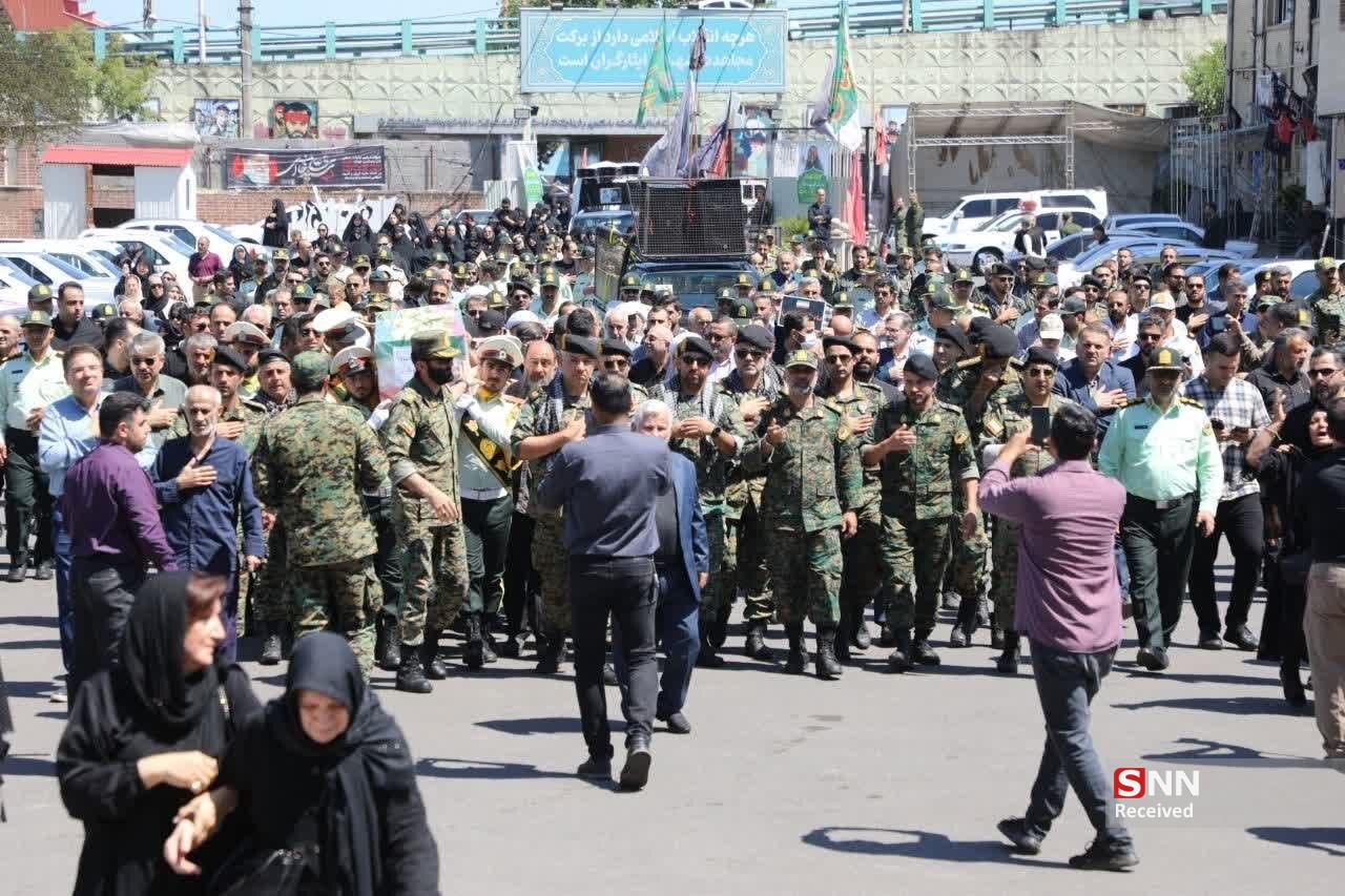 پیکر جانباز ۷۰ درصد فرماندهی انتظامی گیلان تشییع و تدفین شد+تصاویر