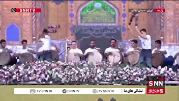 جرای ورزش زورخانه‌ای در جشن بزرگ کیلومتری عید غدیر و دکلمه خوانی فضائل امام علی (ع)