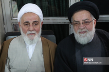 حجت الاسلام شهیدی رئیس بنیاد شهید و حجت‌الاسلام والمسلمین علی اکبر ناطق نوری عضو مجمع تشخیص مصلحت نظام