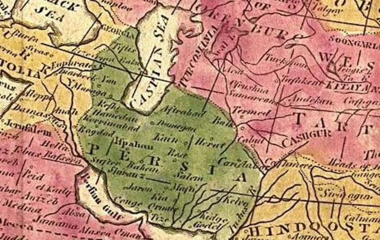  نقشه‌ای غربی از قلمرو ایران پیش از معاهده پاریس 
