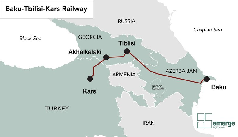 خط راه‌آهن کارس - تفلیس - باکو | از بندر باکو تا بندر آکتائو قزاقستان خط دریایی برقرار است
