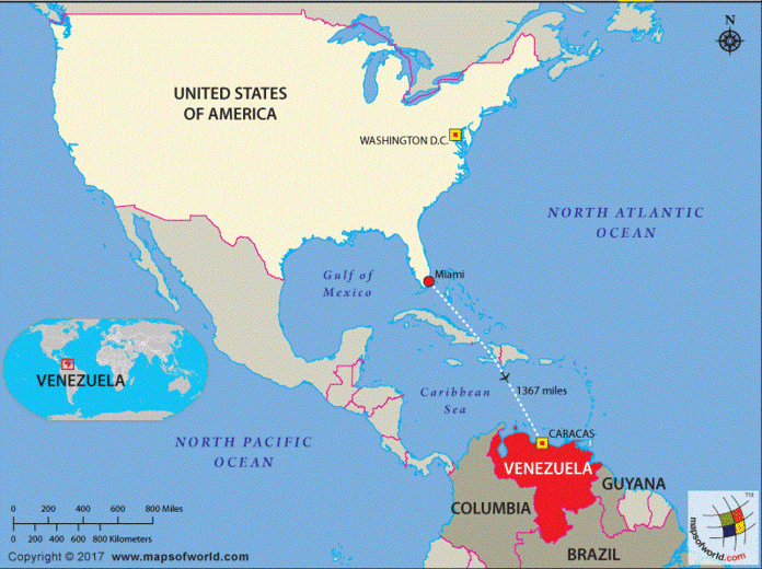 ونزوئلا از شرق با گویان، از جنوب با برزیل و از غرب با کلمبیا همسایه است 