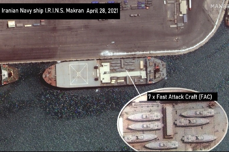 تصویر ماهواره‌ای ناوبندر مکران - ادعا شده هفت قایق تندرو درحال ارسال به ونزوئلا است