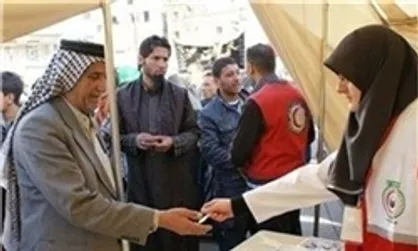 چادر درمانی مجهز هلال احمر در خیابان جمهوری کربلا برپا شد
