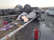 واژگونی تریلی در محور سمنان ـ دامغان ۲ کشته برجا گذاشت
