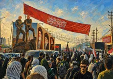 فریاد «یالثارات الحسین» با ابتکار دانشجویان در مسیر اربعین جهانی شد +تصاویر