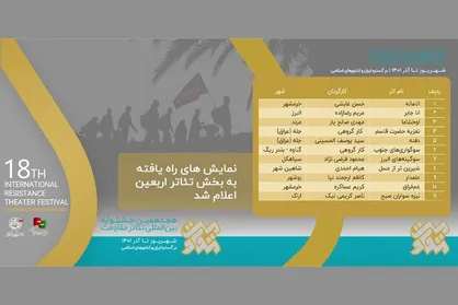 اعلام آثار منتخب تئاتر اربعین رویداد نمایشی &laquo;خون&zwnj;نامه خاک&raquo;
