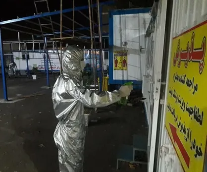 ضدعفونی کردن مرکز بهداشت شهید بلندیان از سوی دانشجویان بسیج دانشجویی قزوین