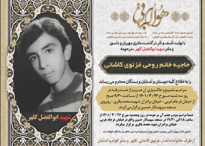 روح پاک مادر شهید کلهر به فرزند شهیدش پیوست