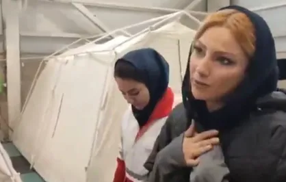 حضور محیا دهقانی، بازیگر در جمع اعضای جمعیت هلال&zwnj;احمر