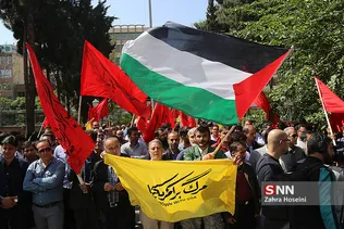 تجمع مردمی در محکومیت جنایات اسرائیل و آمریکا علیه مردم فلسطین