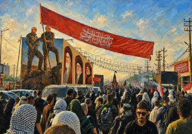 فریاد «یالثارات الحسین» با ابتکار دانشجویان در مسیر اربعین جهانی شد +تصاویر