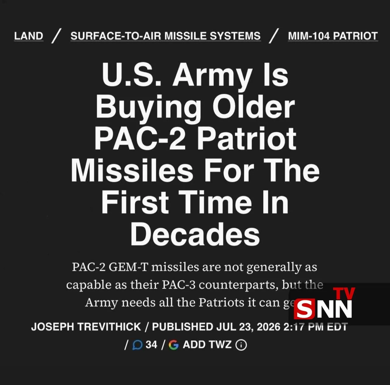 ارتش آمریکا برای اولین بار پس از چند دهه، موشکهای پاتریوت PAC-2 را خریداری کرده است. ارتش آمریکا برای اولین بار پس از چند دهه، موشکهای پاتریوت PAC-2 را خریداری کرده است.